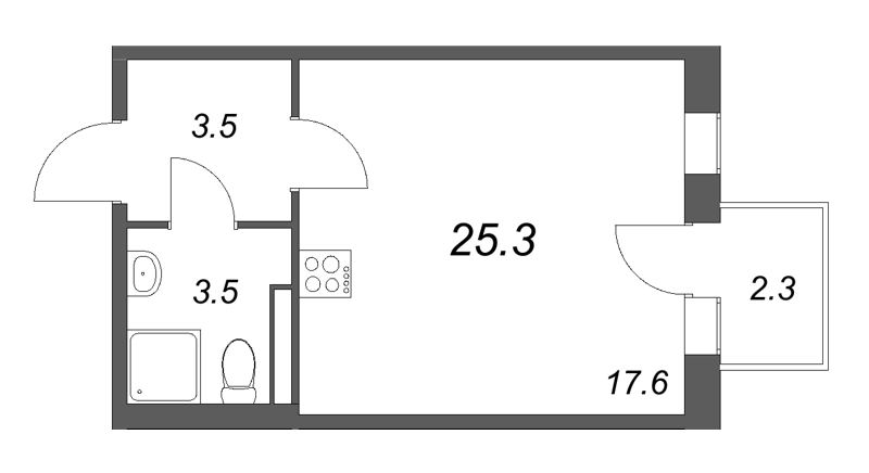 Студия 25,3 м²