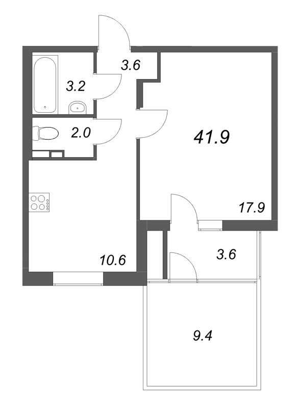 1 ккв 41,9 м²