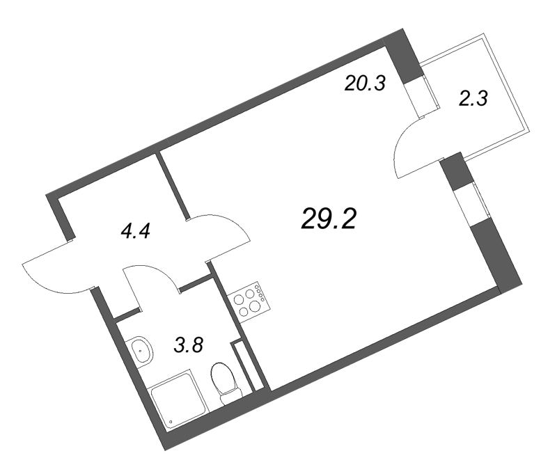 Студия 29,2 м²