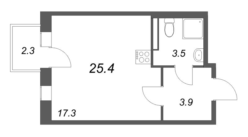Студия 25,4 м²