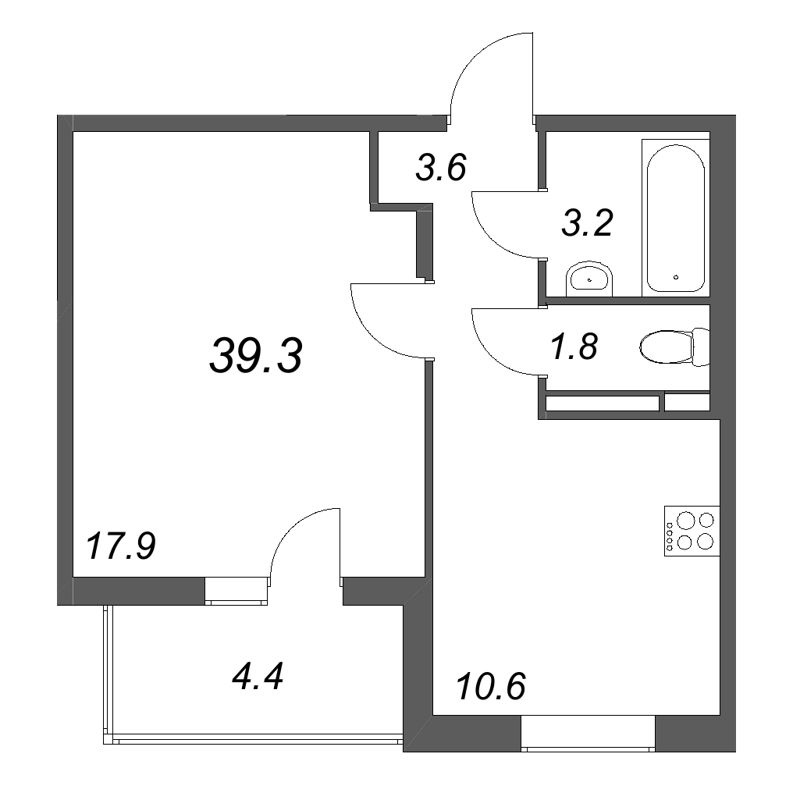 1 ккв 39,3 м²