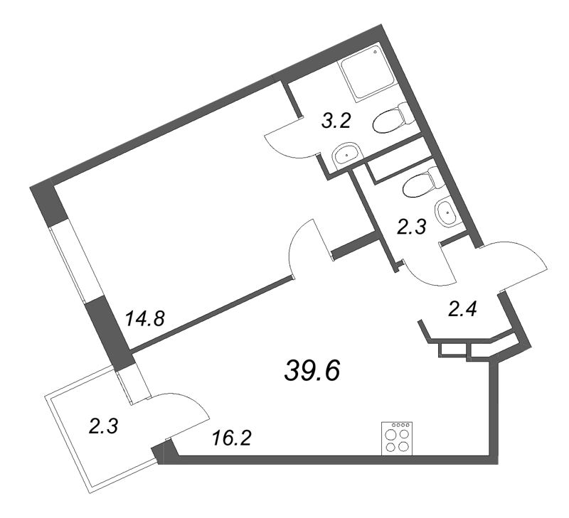 2 ккв (Евро) 39,6 м²