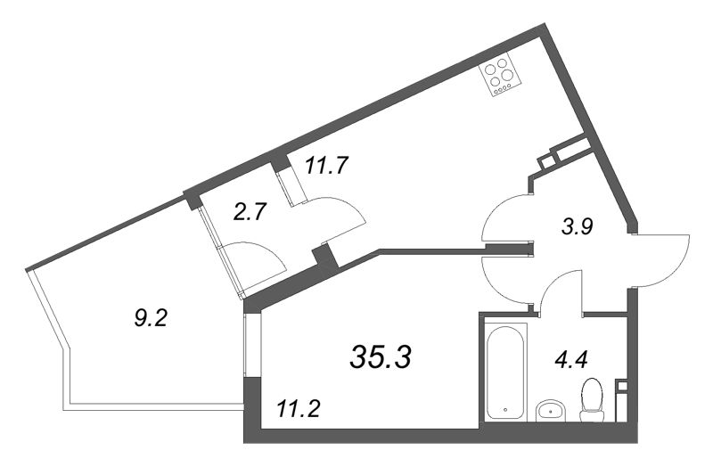 1 ккв 35,3 м²