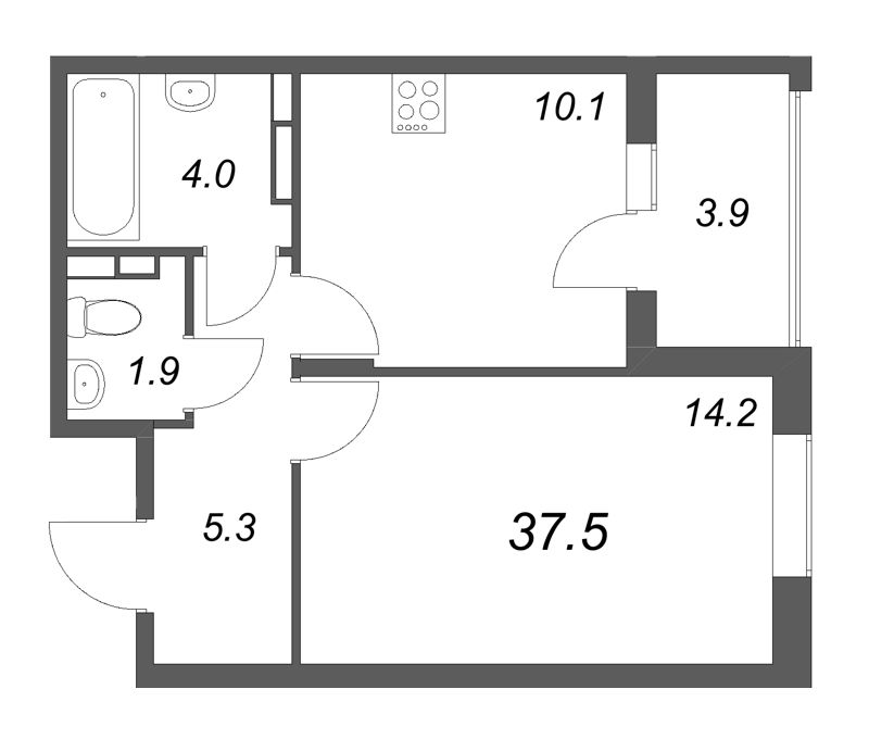 1 ккв 37,5 м²
