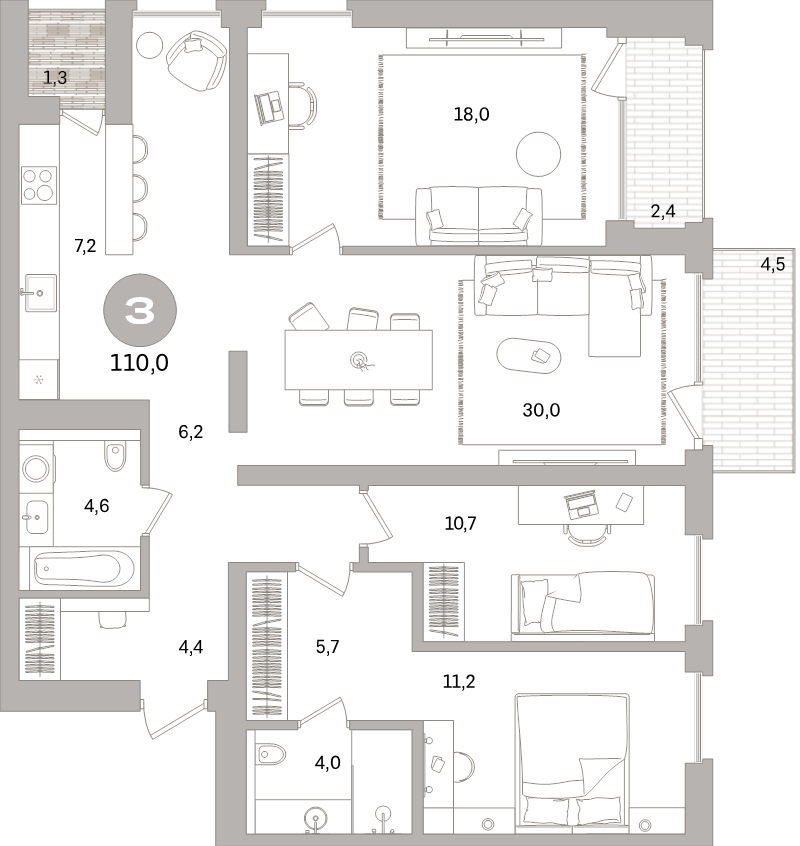 4 ккв (Евро) 110,1 м²