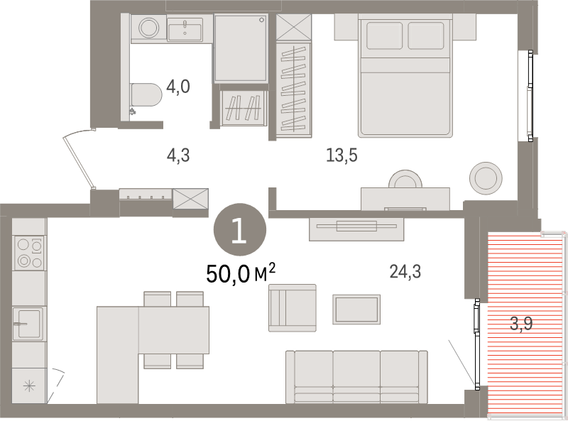 2 ккв (Евро) 50 м²