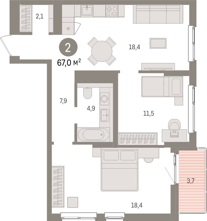 3 ккв (Евро) 67 м²