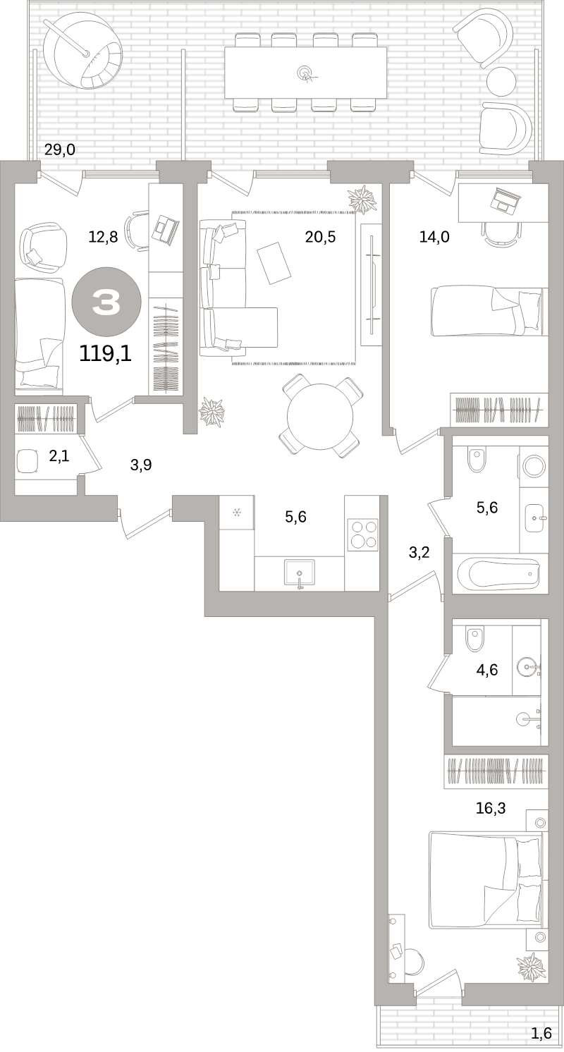 4 ккв (Евро) 119,1 м²