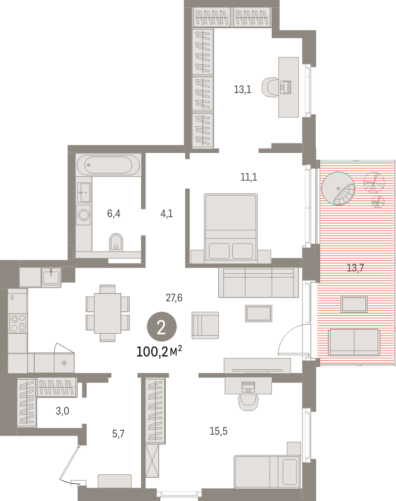3 ккв (Евро) 100,2 м²
