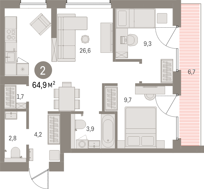 3 ккв (Евро) 64,6 м²
