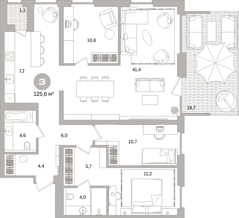 4 ккв (Евро) 125,6 м²