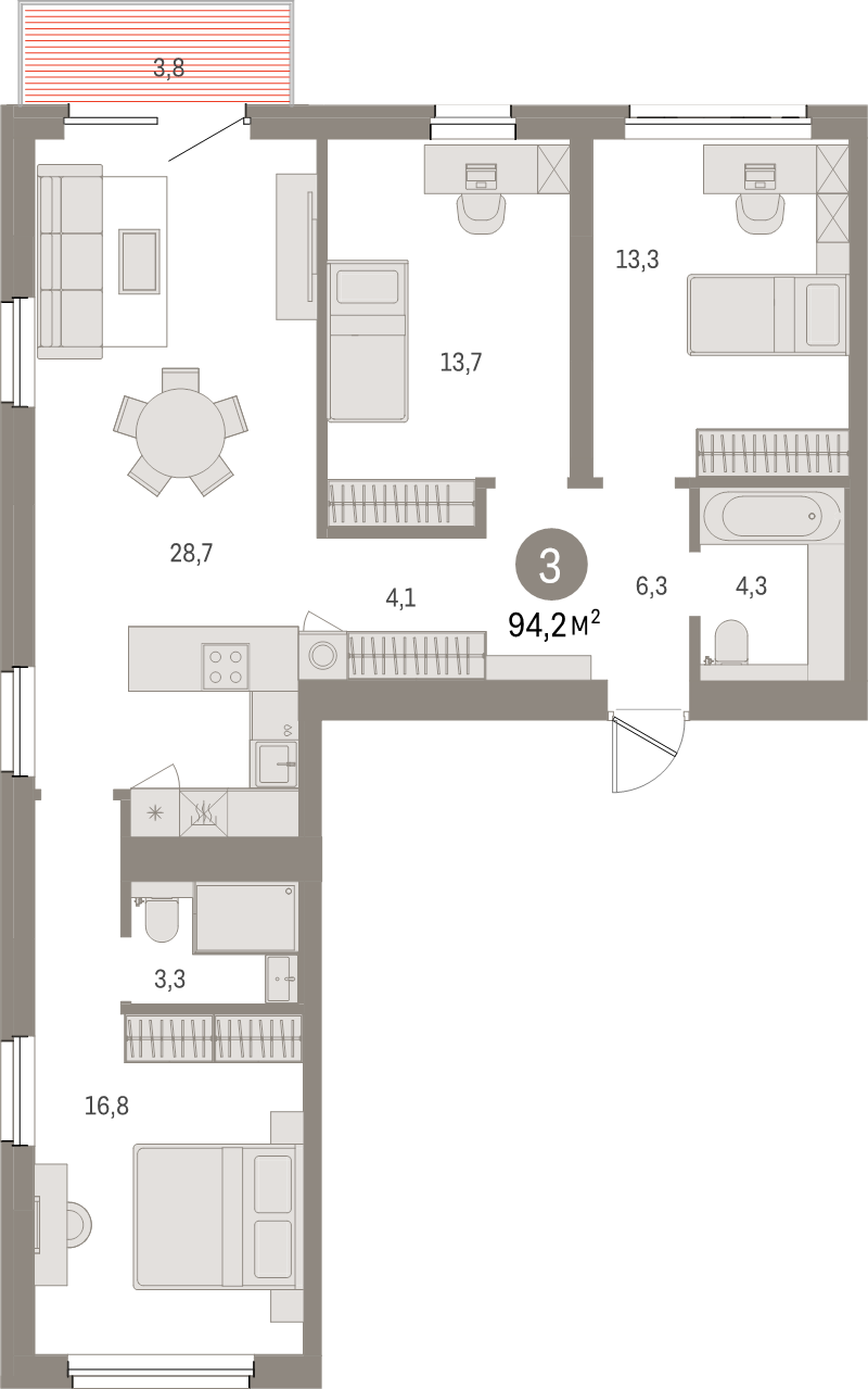 4 ккв (Евро) 94,2 м²
