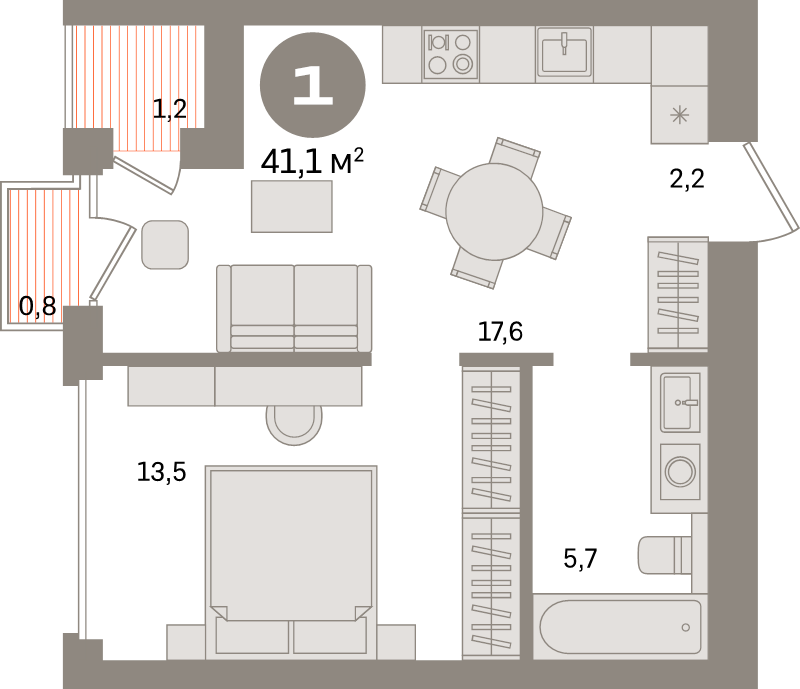 2 ккв (Евро) 40,8 м²