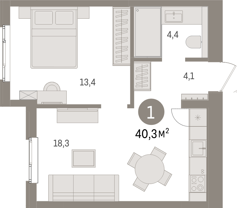 2 ккв (Евро) 40,3 м²