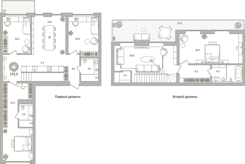 6 ккв (Евро) 172,3 м²