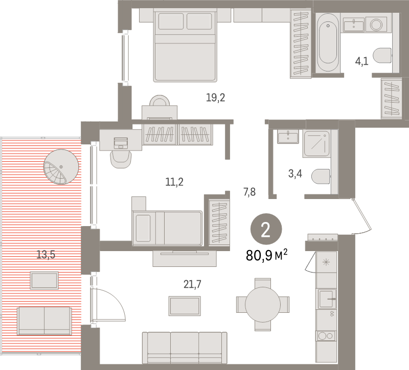 3 ккв (Евро) 80,9 м²
