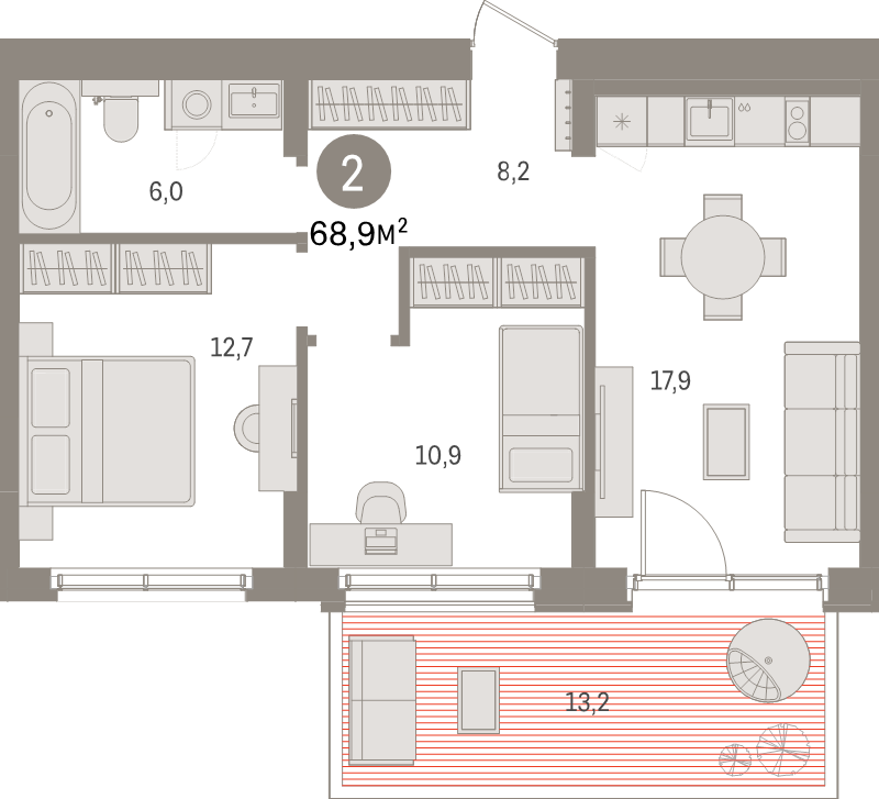 3 ккв (Евро) 68,9 м²