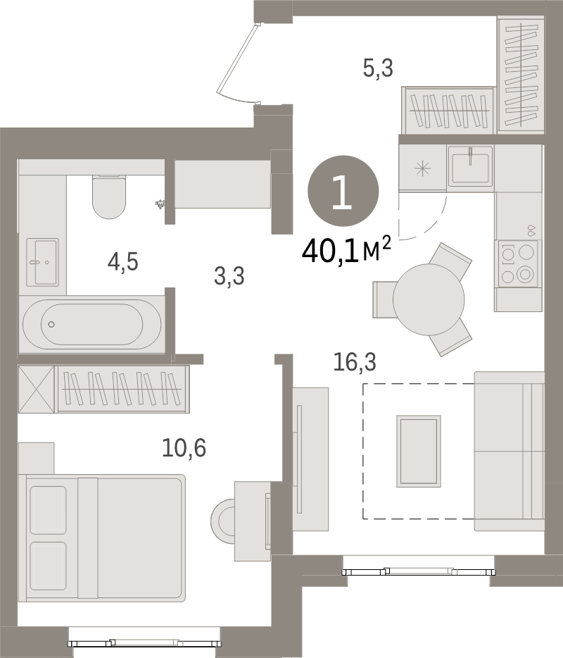 2 ккв (Евро) 40,1 м²