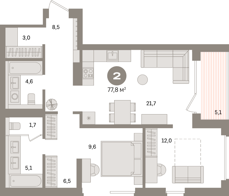 3 ккв (Евро) 76,4 м²