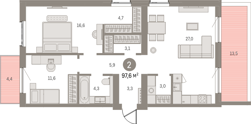 3 ккв (Евро) 97,2 м²