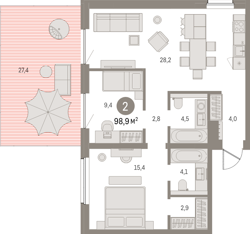 3 ккв (Евро) 97,4 м²