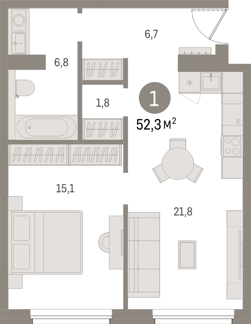 2 ккв (Евро) 52,2 м²