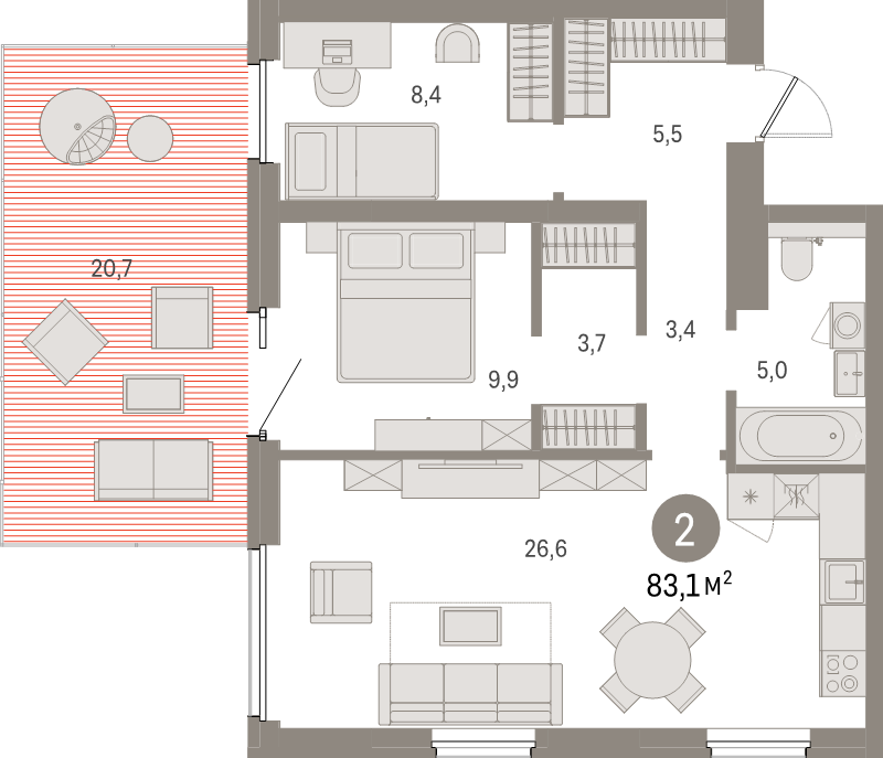 3 ккв (Евро) 83,1 м²