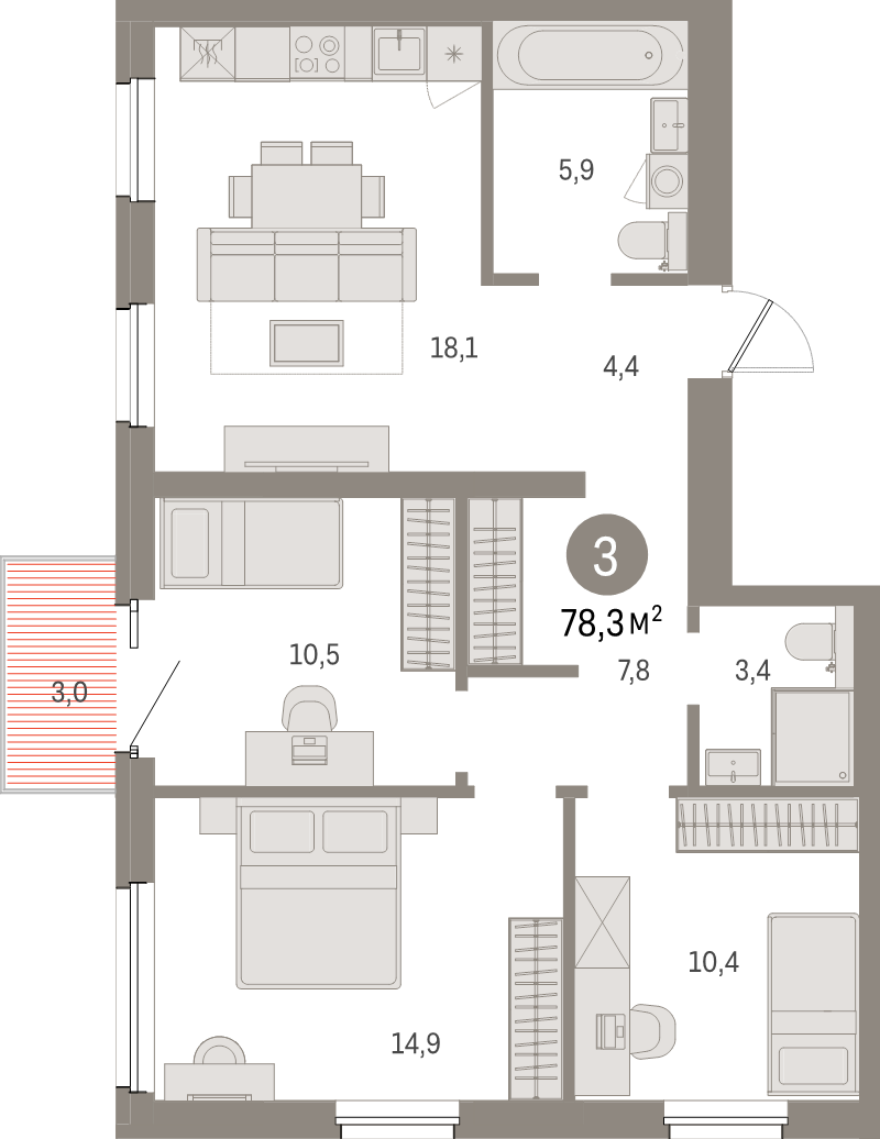 4 ккв (Евро) 78,3 м²