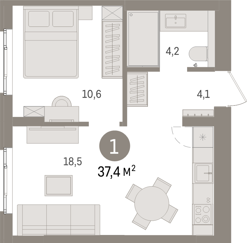 2 ккв (Евро) 37,4 м²