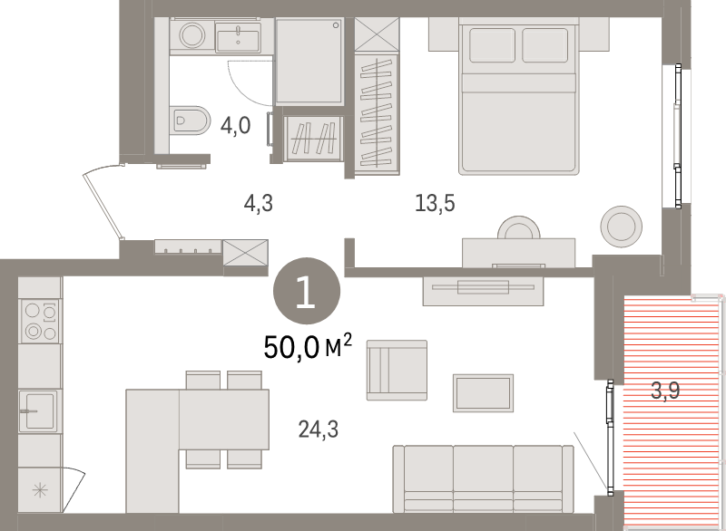 2 ккв (Евро) 50 м²