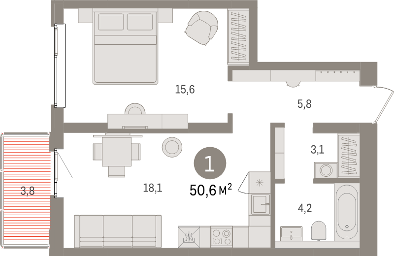 2 ккв (Евро) 50,6 м²