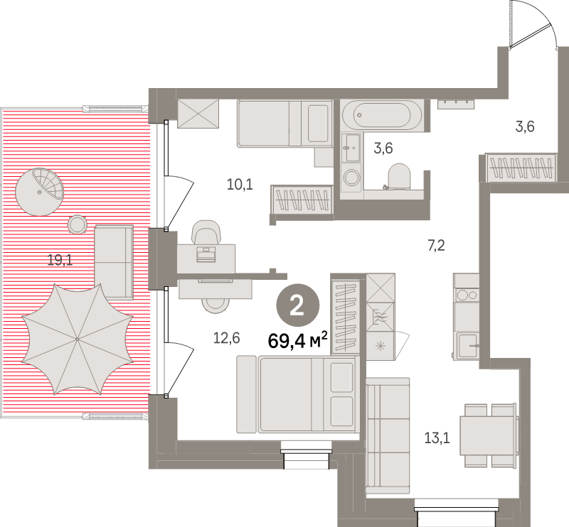 3 ккв (Евро) 69,4 м²