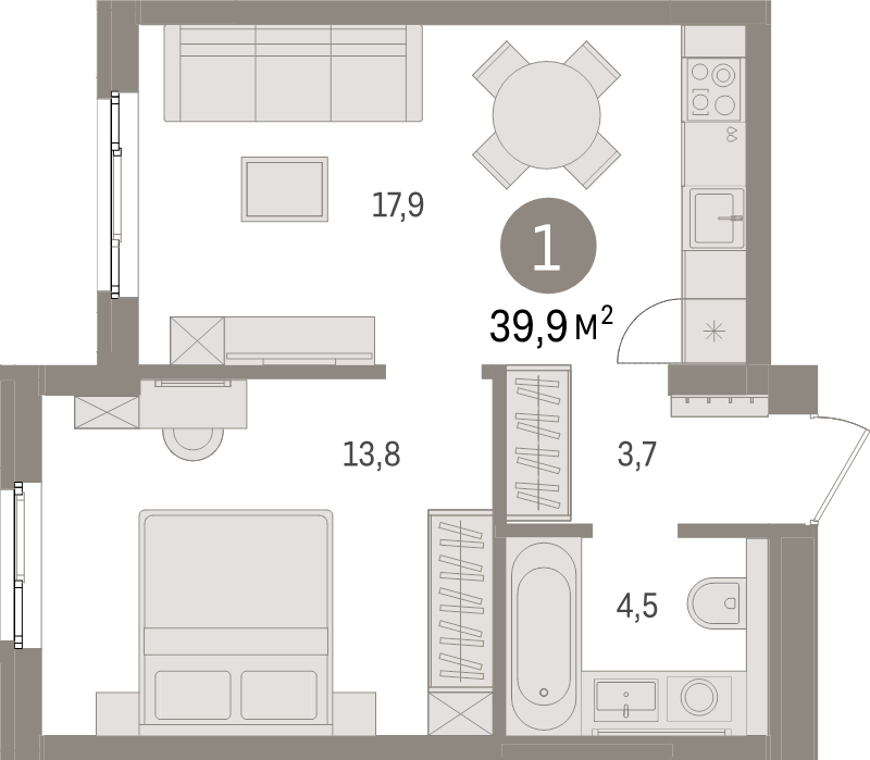 2 ккв (Евро) 39,9 м²