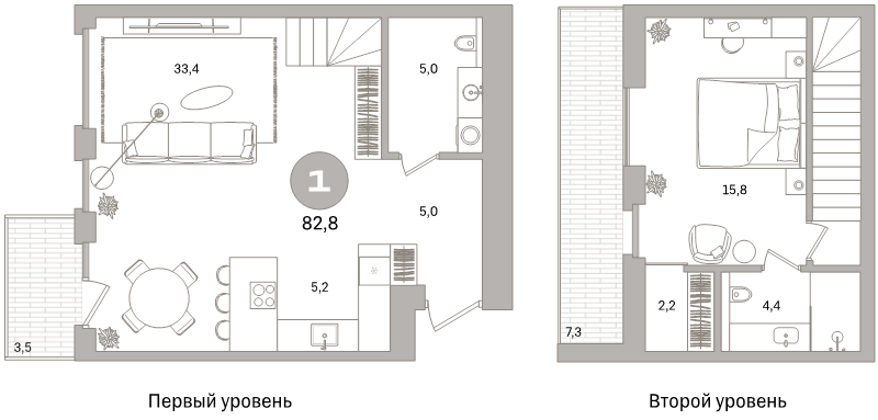 2 ккв (Евро) 82,8 м²
