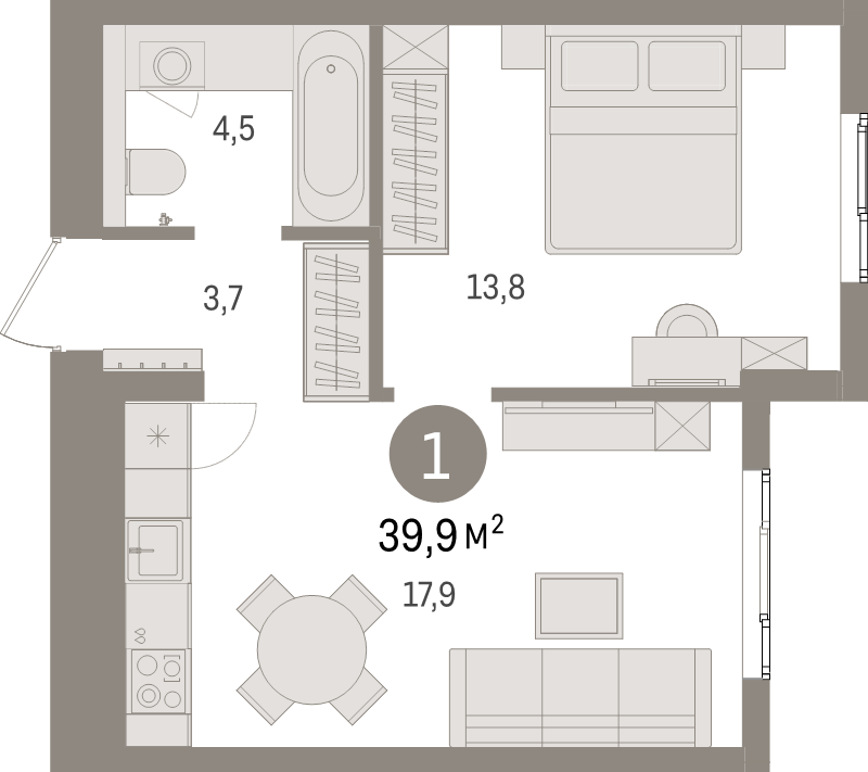 2 ккв (Евро) 39,9 м²