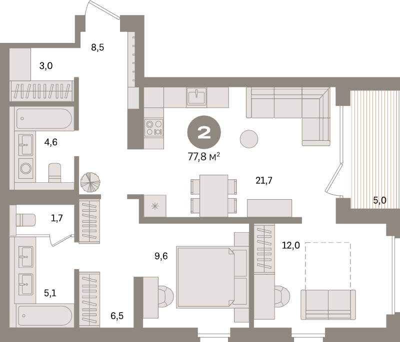 3 ккв (Евро) 76,4 м²
