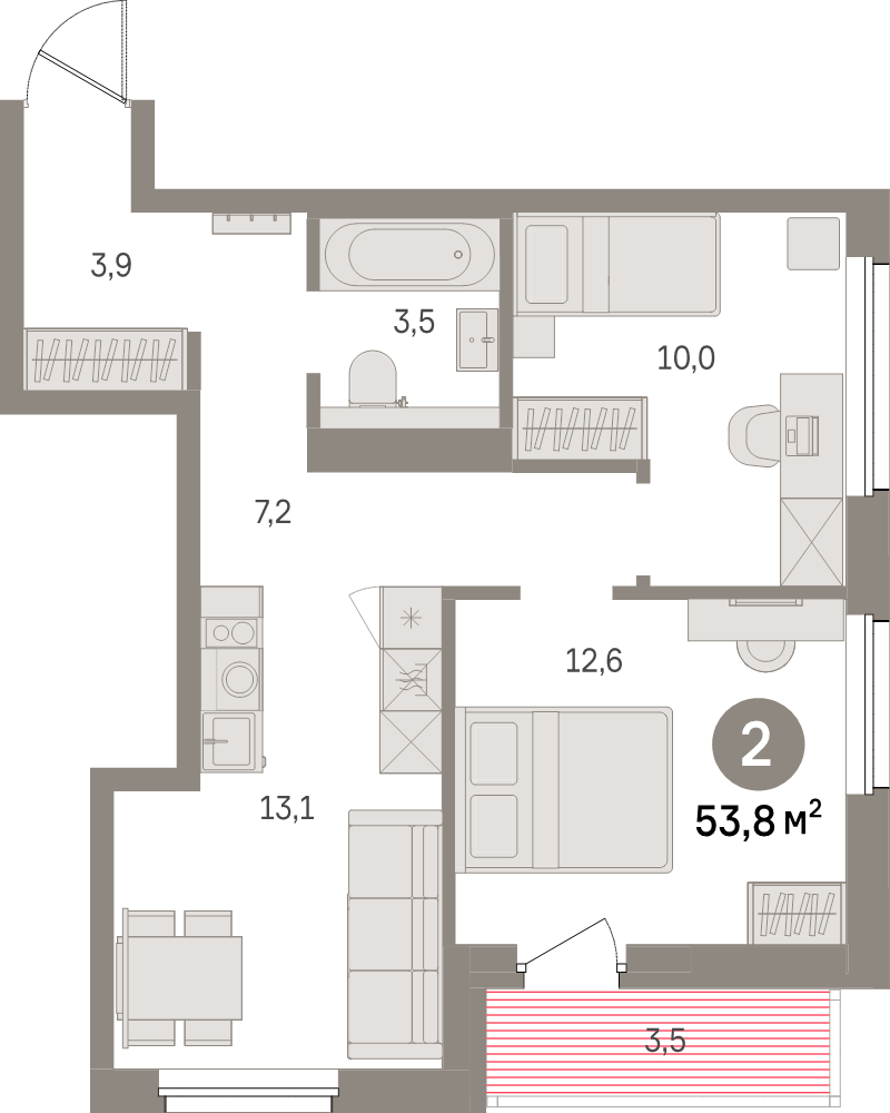 3 ккв (Евро) 53,8 м²