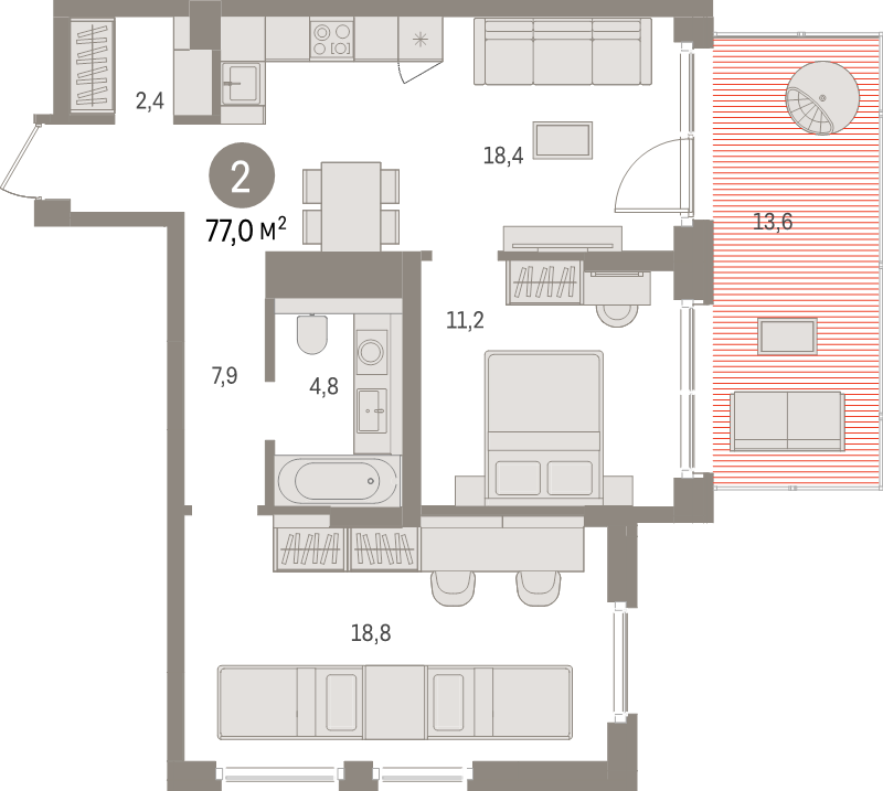 3 ккв (Евро) 77 м²