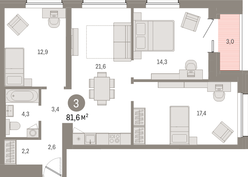 4 ккв (Евро) 81,6 м²
