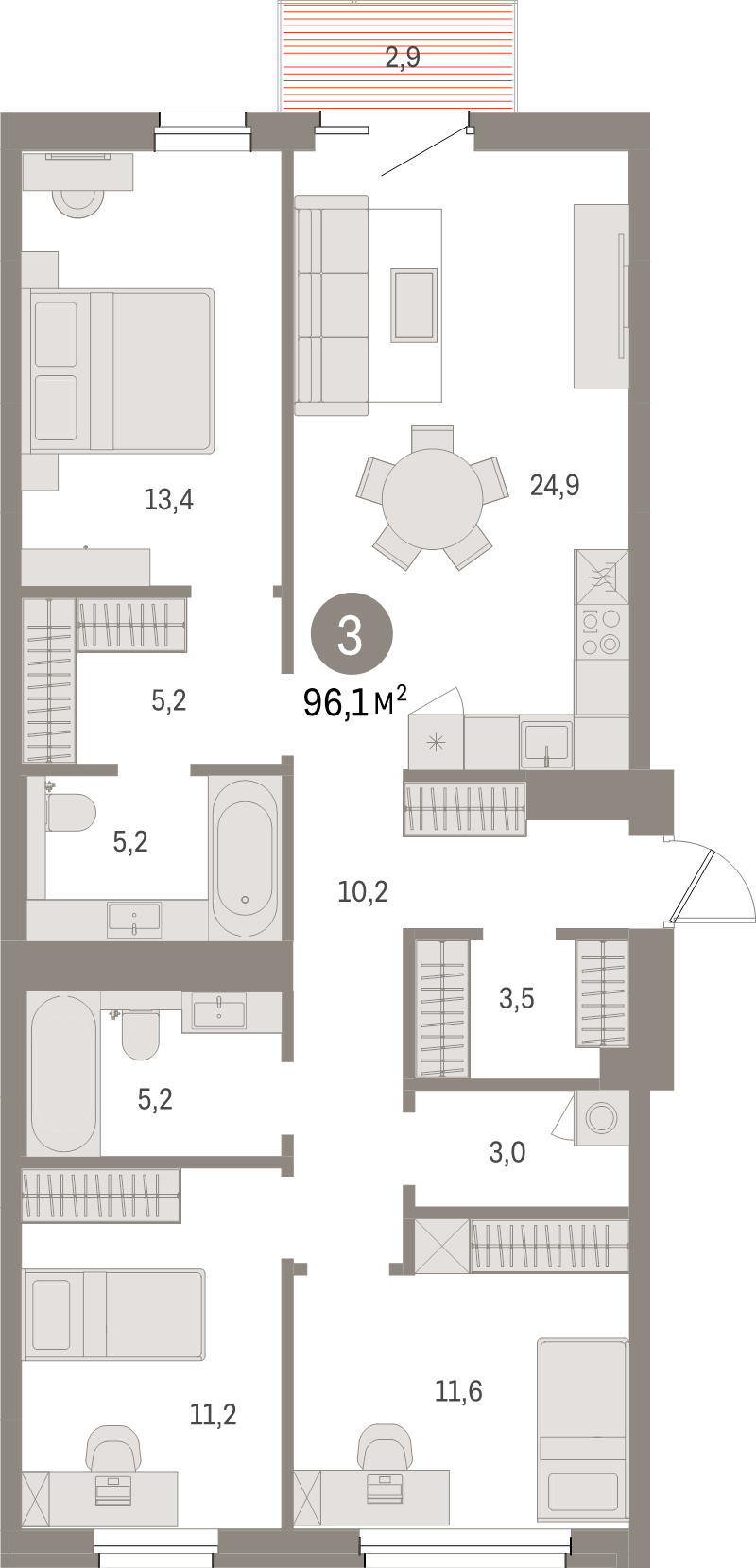4 ккв (Евро) 96,1 м²