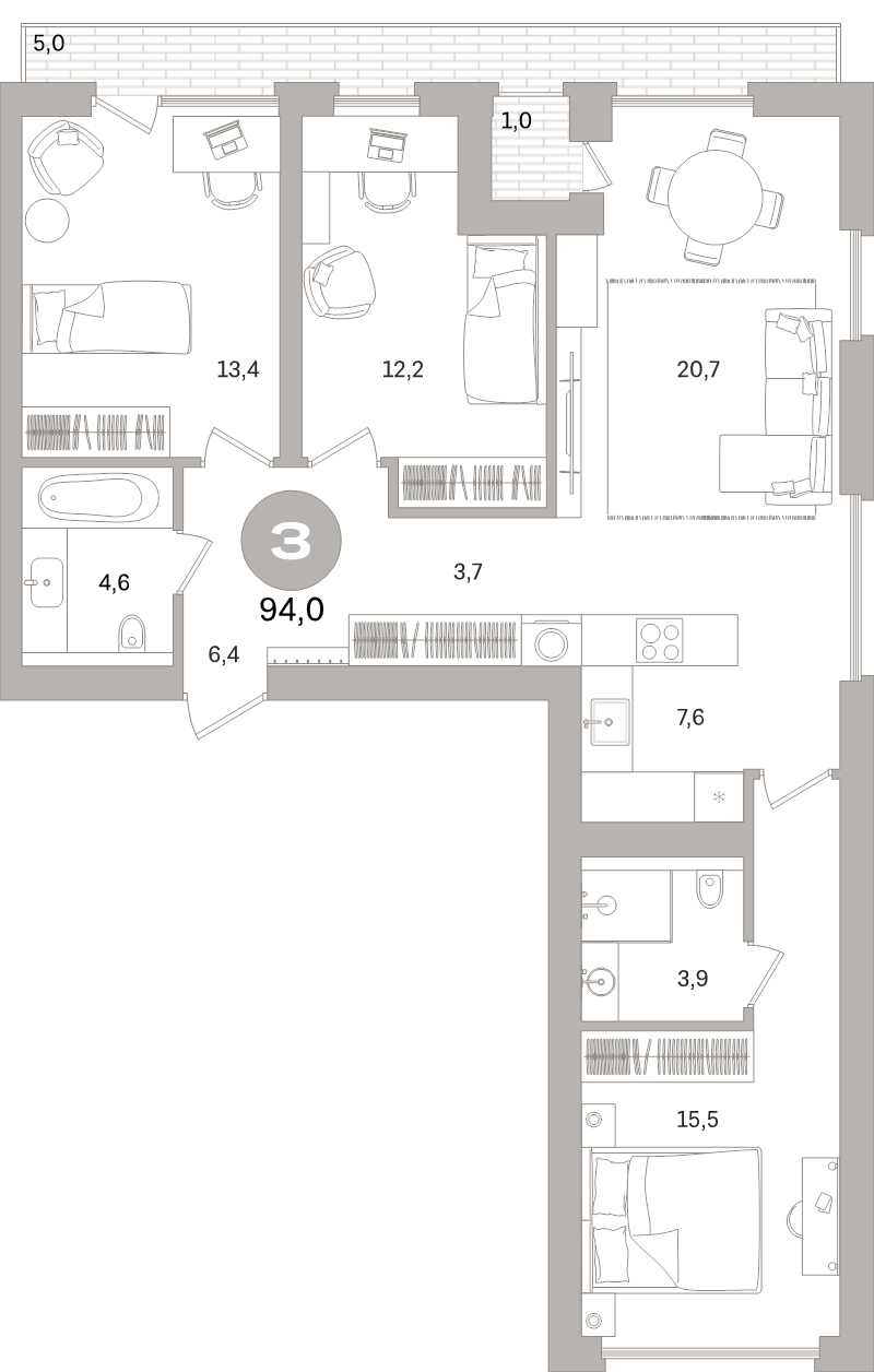 4 ккв (Евро) 94,1 м²