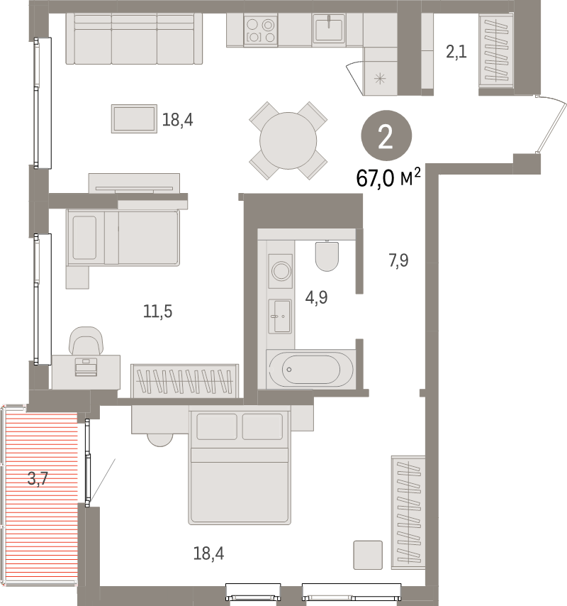 3 ккв (Евро) 67 м²