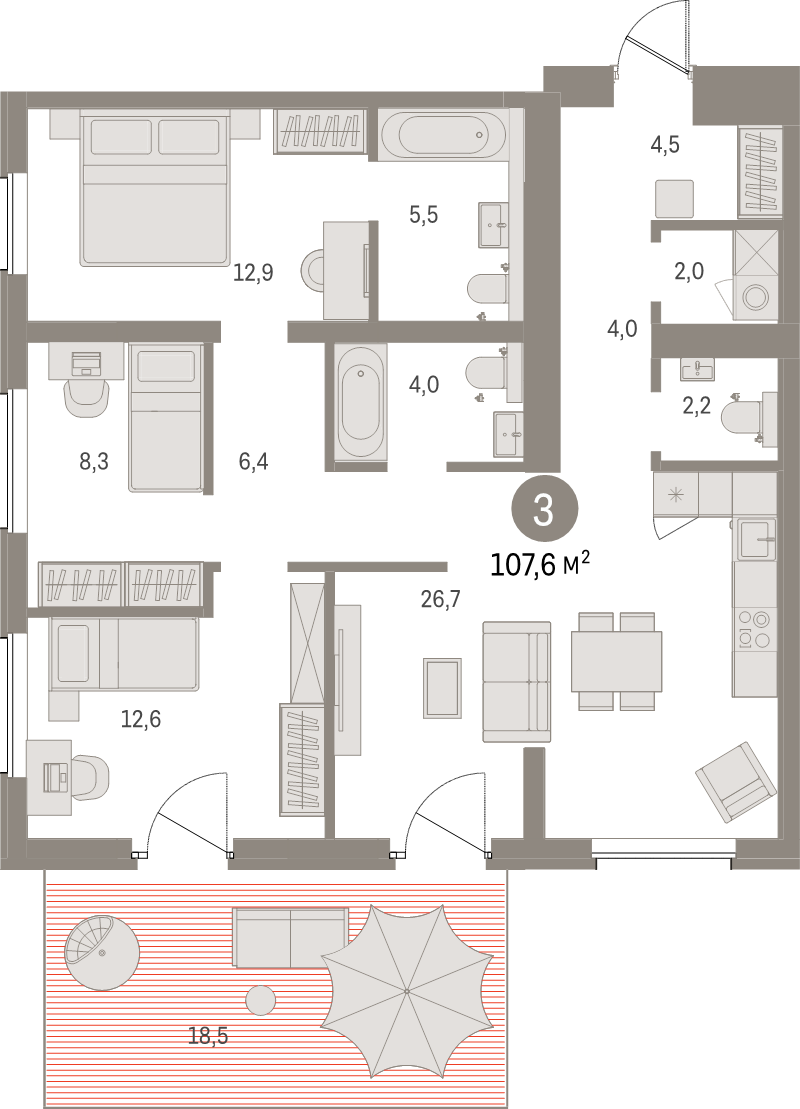 4 ккв (Евро) 107,3 м²