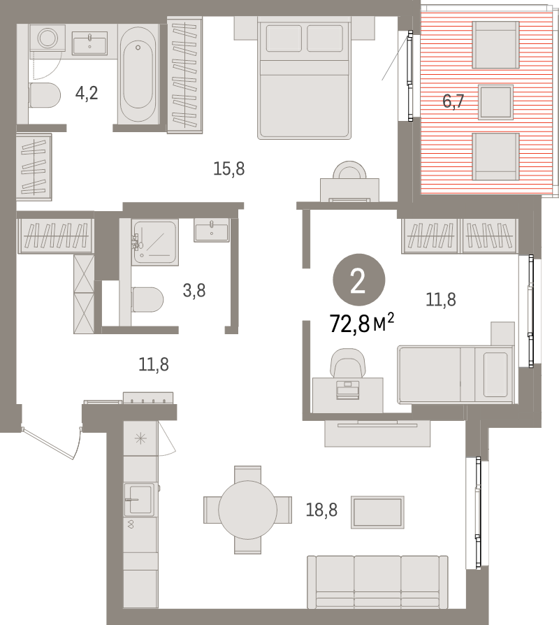 3 ккв (Евро) 72,8 м²