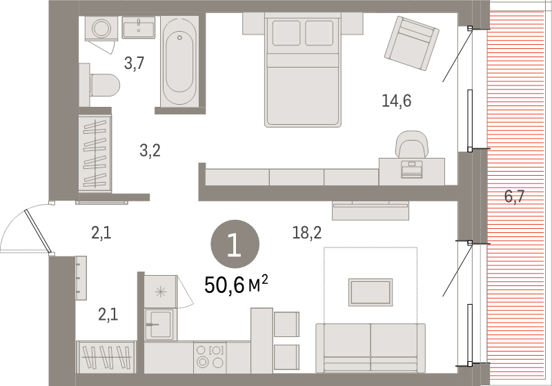 2 ккв (Евро) 50,6 м²