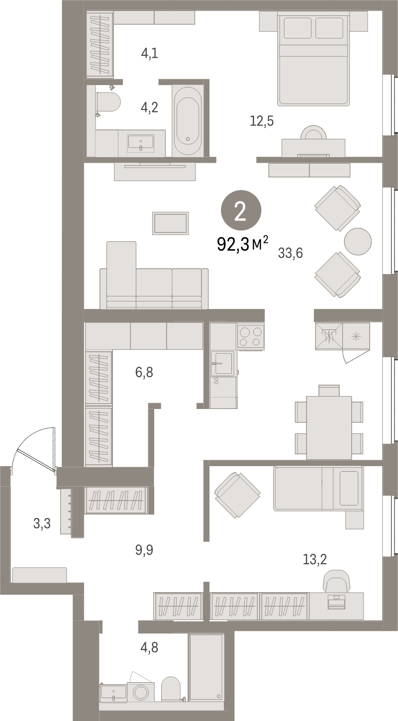 3 ккв (Евро) 92,3 м²