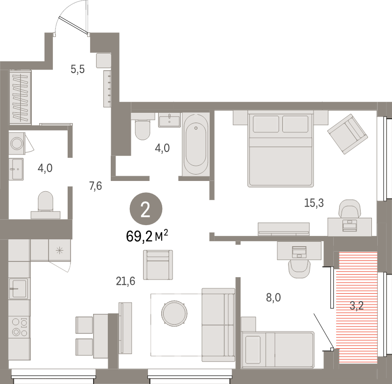 3 ккв (Евро) 69,2 м²