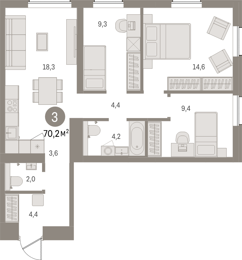 4 ккв (Евро) 70,2 м²