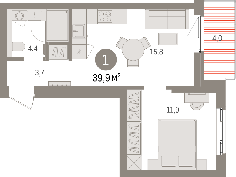 2 ккв (Евро) 39,9 м²