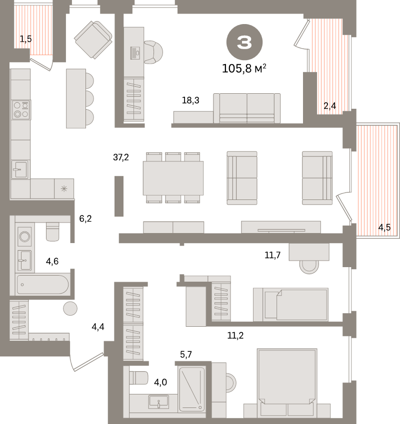4 ккв (Евро) 110,1 м²